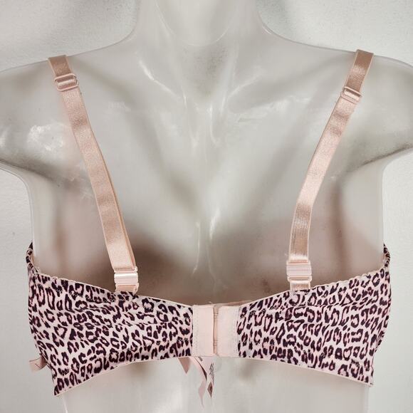 Victoria's Secret Padded No Wire Bra Size 34DDD Pink Leopard Print Push Up Sexy - Picture 2 of 15